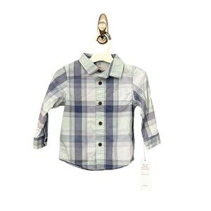 NWT Toddler Boys' 18M Long Sleeve Plaid Woven T-Shirt - Cat & Jack Cotton Poplin